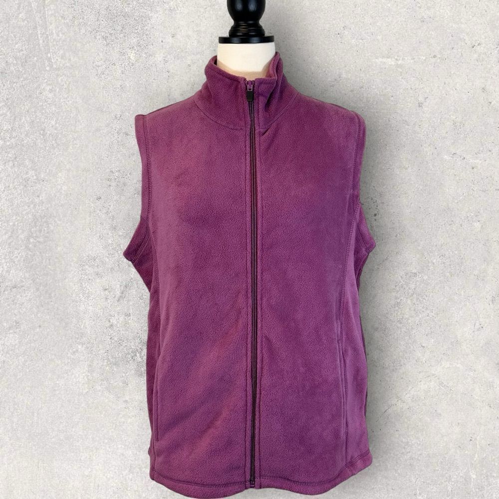 NWT Indigo Purple Fleece Vest Sleeveless Full Zip Front, Size M